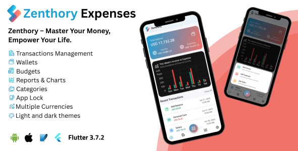 Zenthory - Personal Finance Tracker, Budget & Expense Manager Flutter App Zenthory - Personal Finance Tracker, Budget & Expense Manager Flutter App