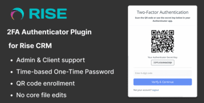 2FA Authenticator Plugin for Rise CRM - Compatible with Google, Microsoft, Authy & More