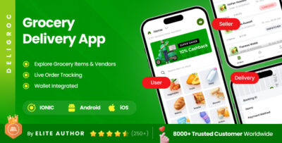 6 App Template | Multi Vendor Grocery Delivery App | Grocery App | Online Grocery | Ionic 8 DeliGroc