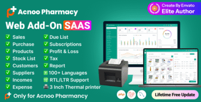 Acnoo Pharmacy - Web Add-on with Laravel Admin Panel SAAS
