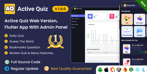 Active Quiz - Quiz Game - Web Version - Flutter Full App + Admin Panel (SaaS) Active Quiz - Quiz Game - Web Version - Flutter Full App + Admin Panel (SaaS)