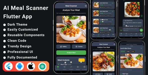 AI Meal Scanner Flutter App | Nutrition & Calorie Tracker | ChatGPT-Powered Analysis AI Meal Scanner Flutter App | Nutrition & Calorie Tracker | ChatGPT-Powered Analysis
