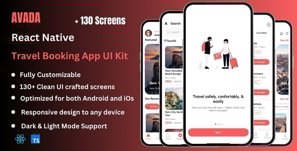 Avada - Travel Booking React Native CLI App Ui Kit Avada - Travel Booking React Native CLI App Ui Kit