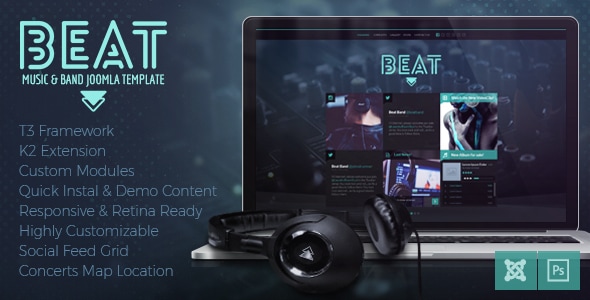 Beat - One Page Music & Band Joomla Template Beat - One Page Music & Band Joomla Template