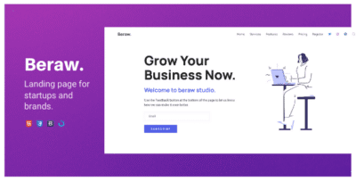 Beraw - A Clean One Page Landing Template for Statups and Businesses