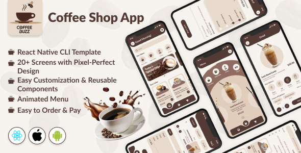 CoffeeBuzz - React Native Template (CLI) | eCommerce App for Coffee Shop | Android & iOS UI Kit CoffeeBuzz - React Native Template (CLI) | eCommerce App for Coffee Shop | Android & iOS UI Kit