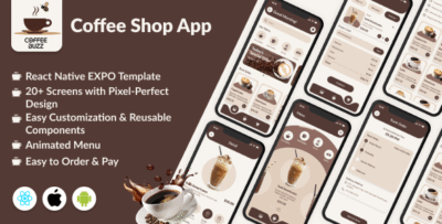 CoffeeBuzz - React Native Template (Expo) | eCommerce App for Coffee Shop | Android & iOS UI Kit