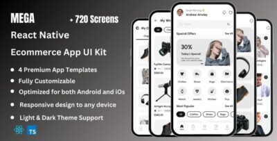 Mega - Ecommerce React Native CLI App Ui Kit