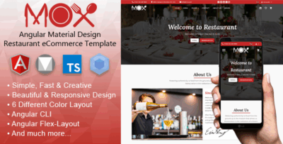 Mox - Angular 20 Material Design Restaurant eCommerce Template + Admin Panel