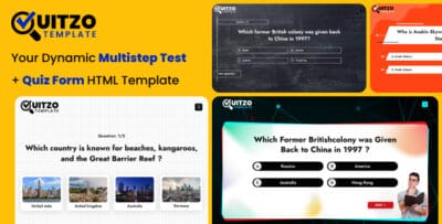Questionnaire Multistep Test and Quiz Form Wizard HTML Template - Quitzo