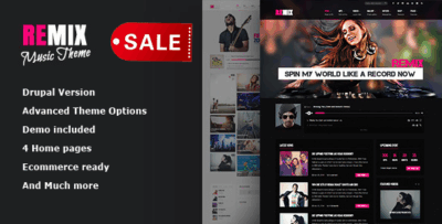 Remix - The Music Band And Club Party Commerce Drupal RTL Theme
