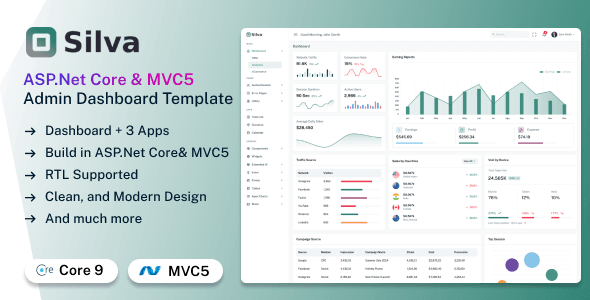 Silva - ASP.Net Core 9 & MVC5 Admin & Dashboard Template Silva - ASP.Net Core 9 & MVC5 Admin & Dashboard Template