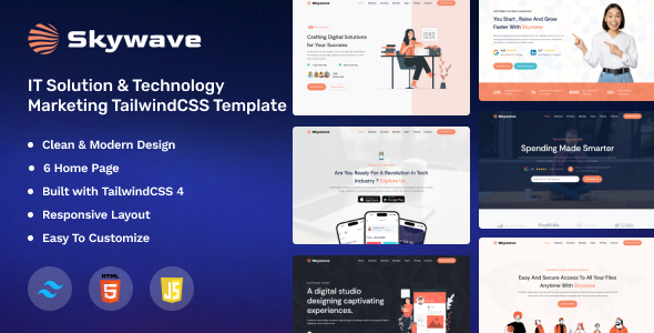 Skywave - Solution & Technology Marketing TailwindCSS 4 Template Skywave - Solution & Technology Marketing TailwindCSS 4 Template