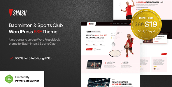 Smash - Badminton School & Sports Club FSE WordPress Theme Smash - Badminton School & Sports Club FSE WordPress Theme