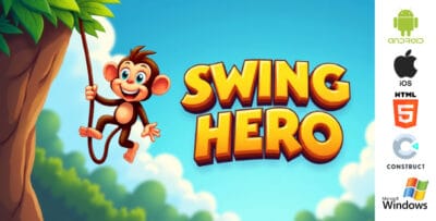 Swing Hero Game – Endless Game – HTML5, Android, iOS & Windows (Construct 3)