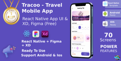 Travel Mobile App | UI Kit | ReactNative | Figma + XD FREE | Tracoo