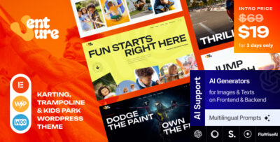 Venture - Karting, Trampoline & Kids Park WordPress Theme