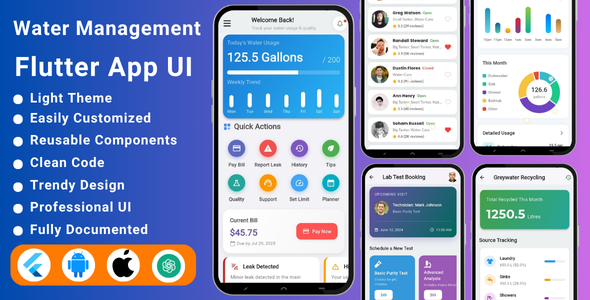 Water Management App Flutter Template | Water Reminder App | Water Tracker | Drink Reminder Water Management App Flutter Template | Water Reminder App | Water Tracker | Drink Reminder