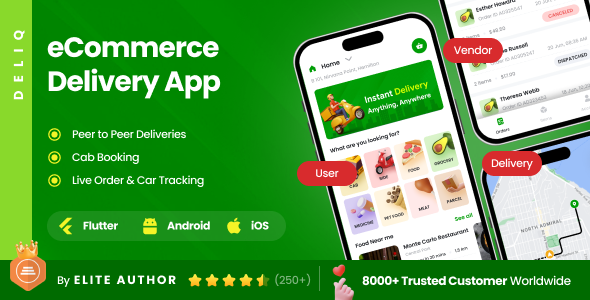 6 App Template| eCommerce| Cab Booking| Peer 2 Peer Delivery Products & Services Delivery| DeliQ 2.0 6 App Template| eCommerce| Cab Booking| Peer 2 Peer Delivery Products & Services Delivery| DeliQ 2.0