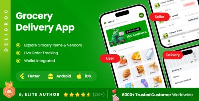 6 App Template| Multi Vendor Grocery Delivery | On-Demand Supermarket | Flutter | DeliGroc