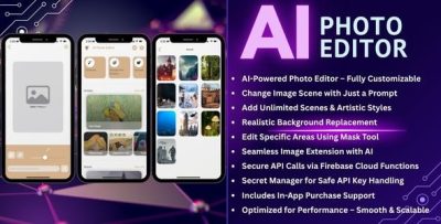 AI Photo Editor iOS App - SwiftUI with Ideogram & RunwayML, AI Enhancer, Extend, background replace