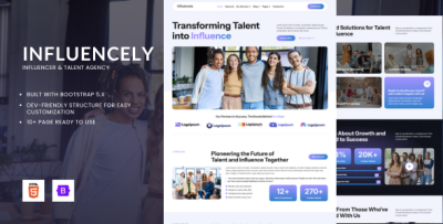 Influencely - Influencer & Talent Agency HTML Bootstrap 5 Template