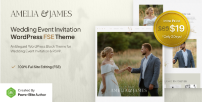 Amelia & James - Wedding Invitation FSE WordPress Theme