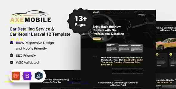 Axemobile - Car Detailing Service & Car Repair Laravel 12 Template Axemobile - Car Detailing Service & Car Repair Laravel 12 Template