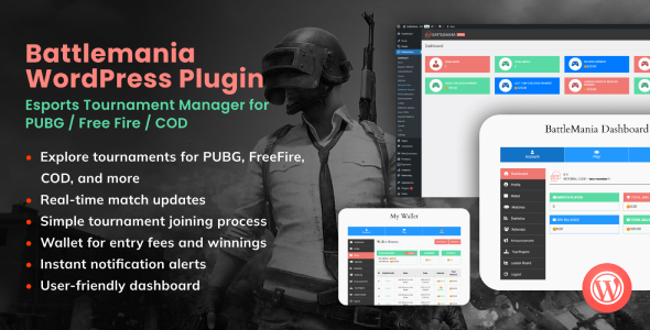 BattleMania WordPress Plugin - Esports Tournament Manager for PUBG / Free Fire / COD BattleMania WordPress Plugin - Esports Tournament Manager for PUBG / Free Fire / COD
