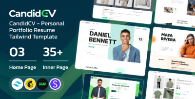 CandidCV - Personal Portfolio CV & Resume Tailwind Template