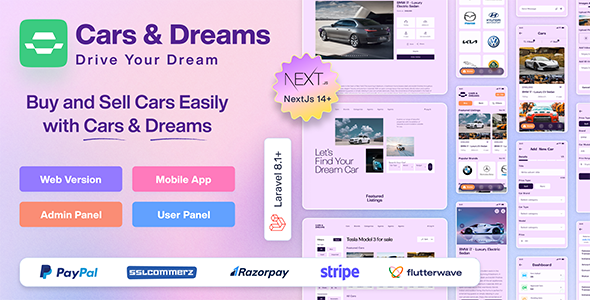 Car Buy-Sell full classified | Flutter Mobile App, Laravel API, Next.js Web Car Buy-Sell full classified | Flutter Mobile App, Laravel API, Next.js Web