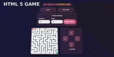 Classic Maze Puzzle Game - HTML5, CSS3 & JavaScript