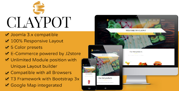 Claypot - Responsive Joomla eCommerce Restaurant Template Claypot - Responsive Joomla eCommerce Restaurant Template