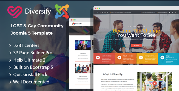 Diversify - Joomla 5 LGBT & Gay Community Template Diversify - Joomla 5 LGBT & Gay Community Template