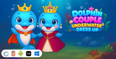 Dolphin Couple Underwater Dress Up [ Construct 3 , HTML5 ]