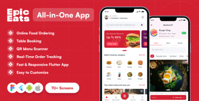 Epic Eats – Flutter Food Delivery & Restaurant Booking UI Kit