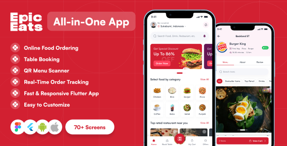 Epic Eats – Flutter Food Delivery & Restaurant Booking UI Kit Epic Eats – Flutter Food Delivery & Restaurant Booking UI Kit