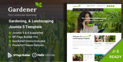 Gardener - Gardening, Lawn and Landscaping Joomla 5 Theme