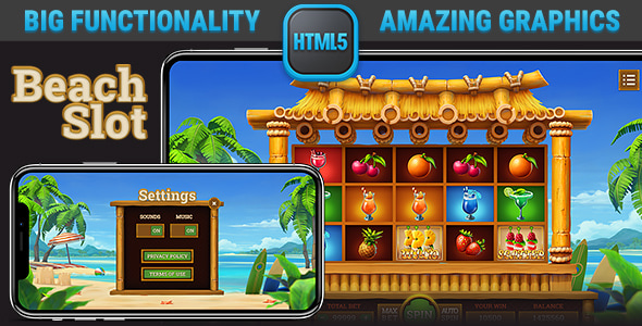 HTML Responsive Casino Game • Tropical Beach Slot HTML Responsive Casino Game • Tropical Beach Slot