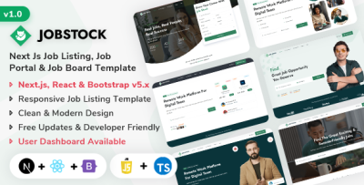 JobStock - NextJs Job Listing, Job Portal Landing & Admin Dashboard Template