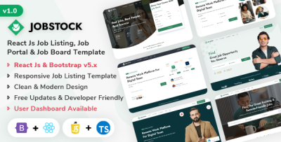 JobStock - React Js Job Listing, Job Portal Landing & Admin Dashboard Template