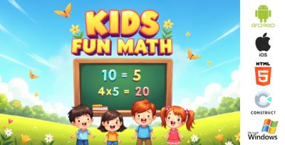Kids Fun Math Game - Educational HTML5 Game (Construct 3) | Android, iOS & Windows Source Code