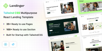 Landinger – Tailwind CSS Multipurpose React Landing Page Template