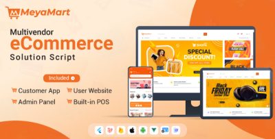MeyaMart - Complete Multivendor eCommerce Solution Website, Customer APP with Admin panel