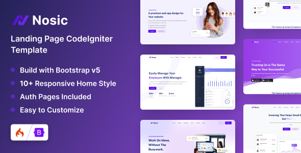 Nosic - Responsive Landing Page CodeIgniter Template Nosic - Responsive Landing Page CodeIgniter Template