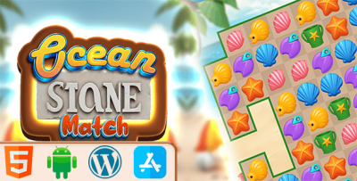 Ocean Stone Match Game - HTML5 Construct3 Game