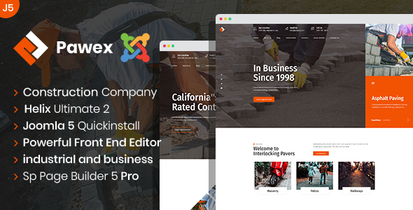 Pawex - Joomla 5 Paving Contractor And Construction Template Pawex - Joomla 5 Paving Contractor And Construction Template