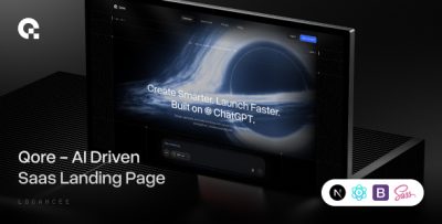 Qore - AI Content Writer, Software, SaaS & Startup Landing NextJs