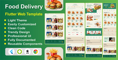 Restaurant Food Delivery Flutter Website Template | Online Food Ordering Web App in Flutter