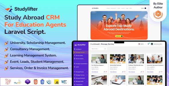 Studylifter - Study Abroad CRM For Education Agent Laravel Script Studylifter - Study Abroad CRM For Education Agent Laravel Script